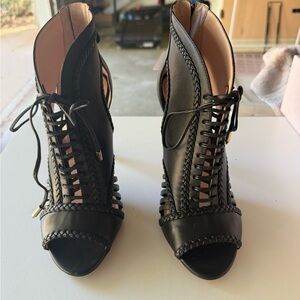 Avec Les Filles Black Lace-Up Heels
